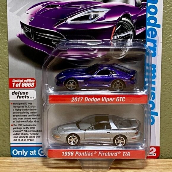 Auto World 2017 Dodge Viper GTC & 1996 Pontiac Firebird 2pk Limited Edition 2022 - Picture 3 of 7